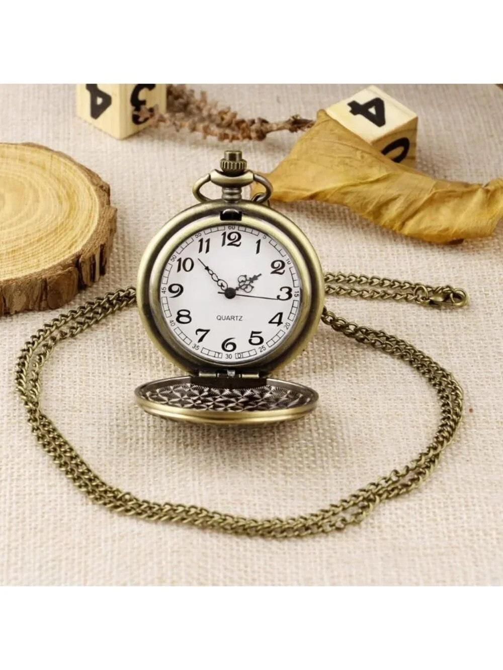 Men's Brown Analog Quartz Car Shape Pendant Necklace Round Case Pocket Watch